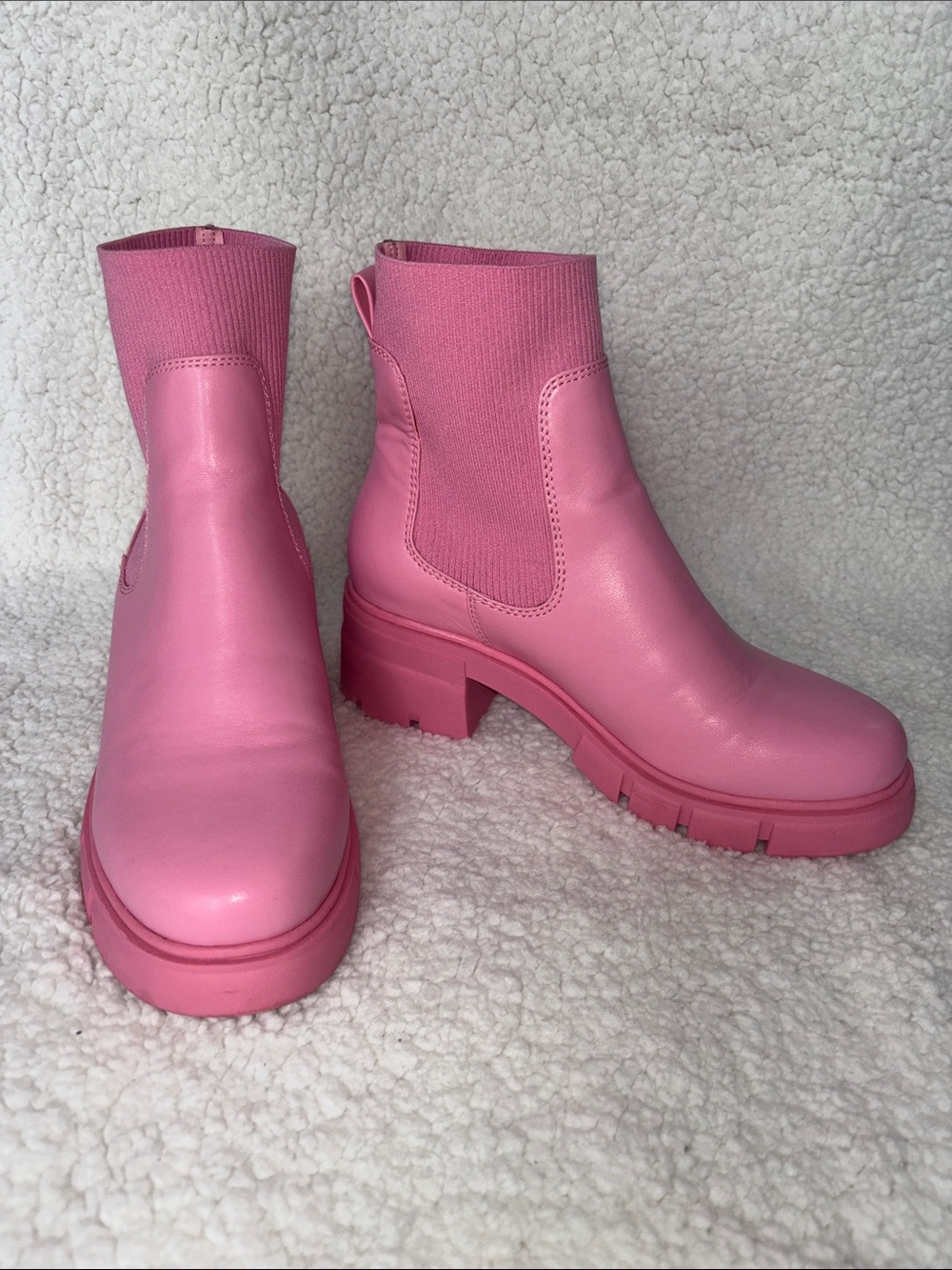 REDTOP Women's Pink Chunky Chelsea Ankle Boot